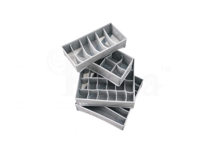 Periea Periea ‘Katrina’ 4 Piece Drawer Organiser Set – For Socks Ties Bras & Underwear – 4 Colours Available