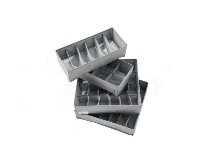 Periea Periea ‘Katrina’ 4 Piece Drawer Organiser Set – For Socks Ties Bras & Underwear – 4 Colours Available