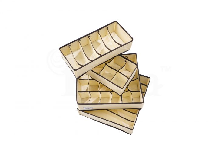 Periea Periea ‘Katrina’ 4 Piece Drawer Organiser Set – For Socks Ties Bras & Underwear – 4 Colours Available