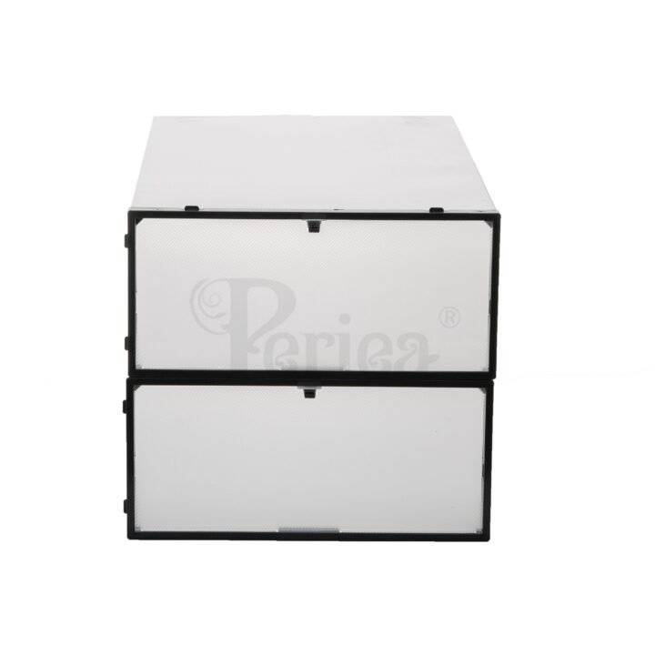 Periea Periea ‘Katy’ Strong Plastic Shoe Storage Boxes With Front Flap – Ideal For Knee High Boots – 6 Pack