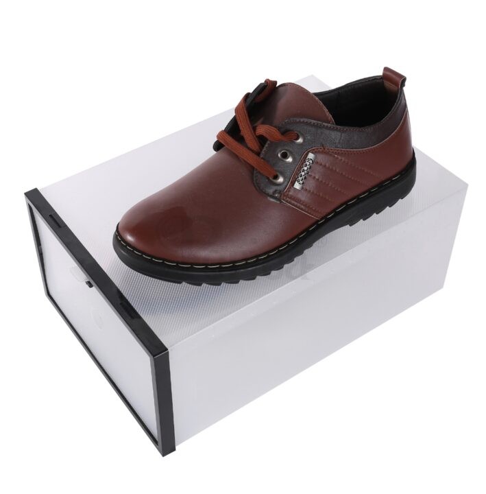 Periea Periea ‘Leah’ Strong Plastic Shoe Storage Boxes With Front Flap – Pack Of 10 – Ideal For Men’s Shoes – Black Or Grey Frames