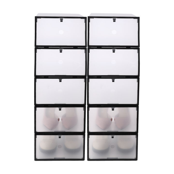 periea Periea ‘Leah’ Strong Plastic Shoe Storage Boxes with Front Flap – Pack of 10 – Ideal for Men’s Shoes – Black or Grey Frames periea Periea ‘Leah’ Strong Plastic Shoe Storage Boxes with Front Flap – Pack of 10 – Ideal for Men’s Shoes – Black or Grey Frames