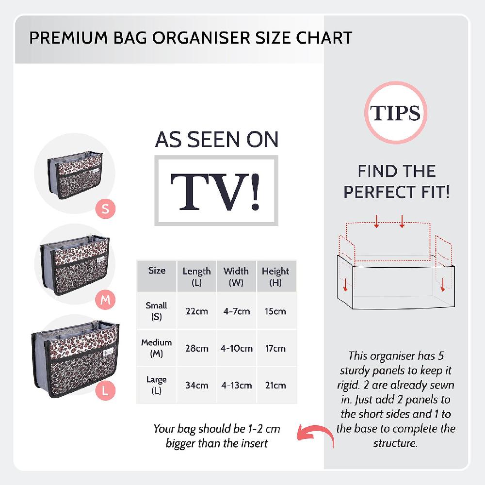 periea Periea Structured Handbag Organiser – Chelsy Premium – Various Colours Available – Small Medium Or Large