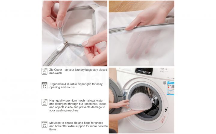 Periea Periea ‘Sue’ Mesh Laundry Wash Bags For Delicates Bras Shoes & Clothes With Zips – Reuseable Washing Machine Bags – Net Travel Bags – Protect Your Garments