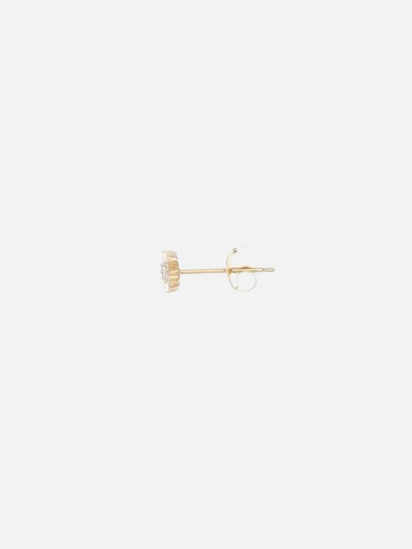 Perlu 14k Gold Crystal Lotus Flower Stud Earring - Single