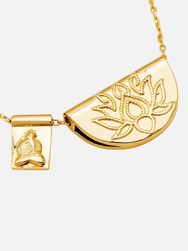 Perlu 18k Gold Vermeil Lotus And Little Buddha Necklace
