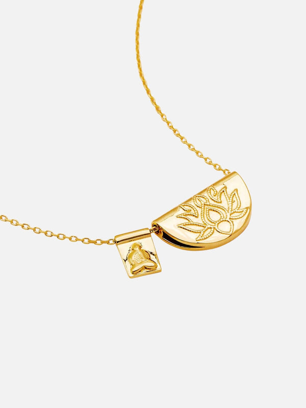 perlu 18k Gold Vermeil Lotus and Little Buddha Necklace