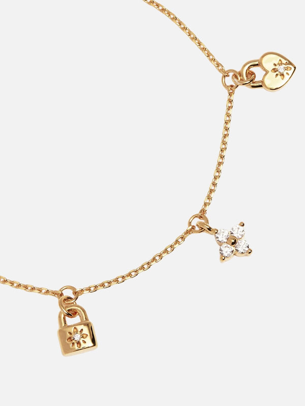 Perlu 18k Gold Vermeil Love Unlocked Charm Bracelet
