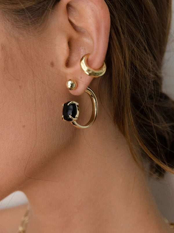 Perlu Accord Punk Earrings: Brass + 18K Gold Plating + Onyx