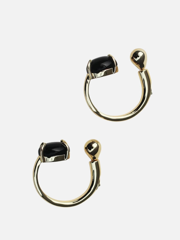 Perlu Accord Punk Earrings: Brass + 18K Gold Plating + Onyx
