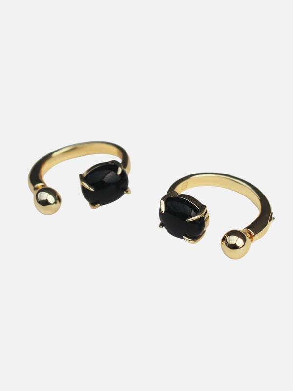perlu Accord Punk Earrings: Brass + 18K Gold Plating + Onyx