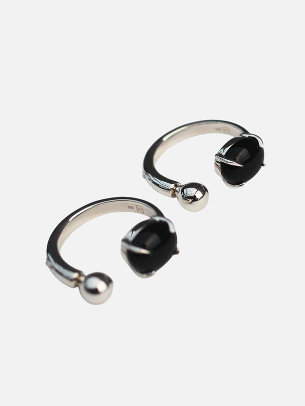 perlu Accord Punk Earrings: Brass + Sterling Silver + Onyx