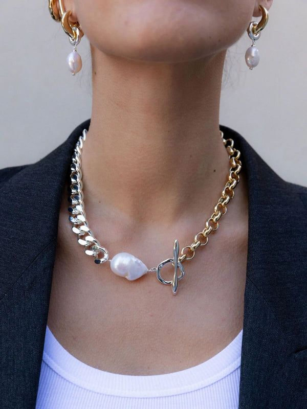 Perlu Amalgamated Pearl Statement Necklace: Freshwater Pearl