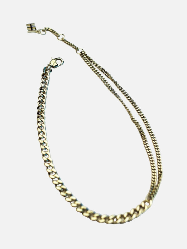 perlu Amplify Double Curb Chain Choker: Brass + 18K Gold