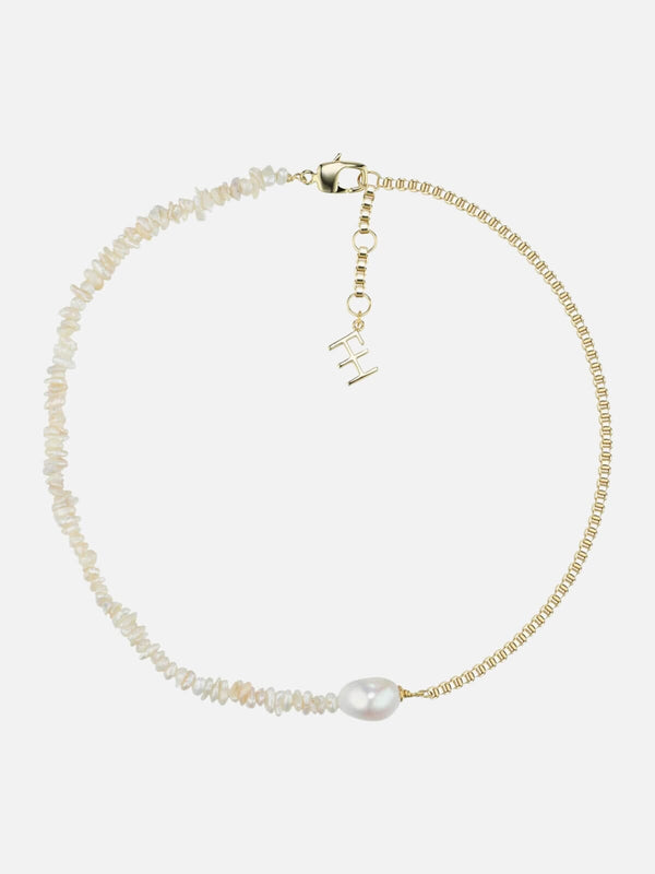 perlu Currents Pearl Choker: Brass + 18K Gold Plating + Freshwater Pearl