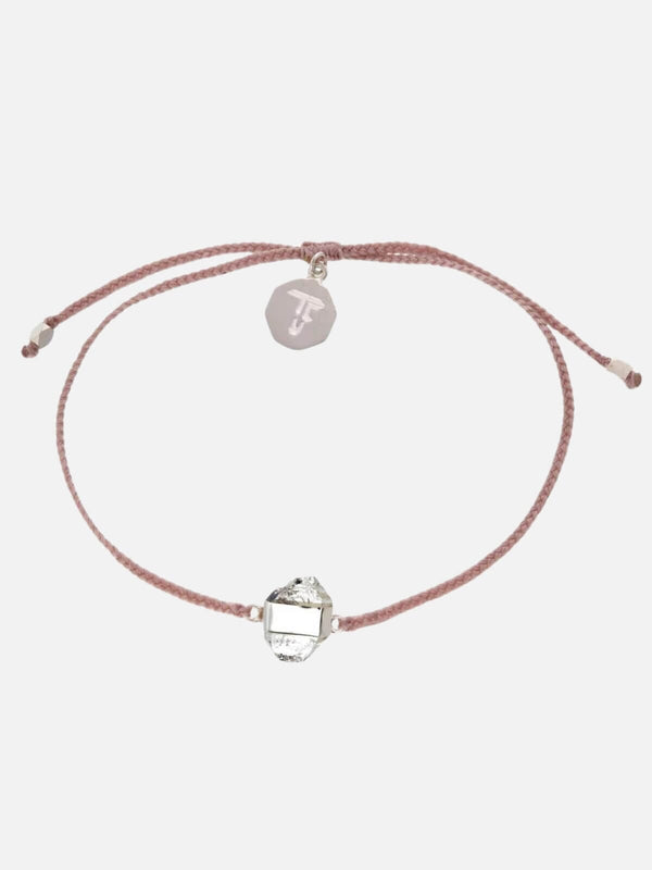 perlu Diamond Quartz Crystal Bracelet - Dusty Pink/Silver