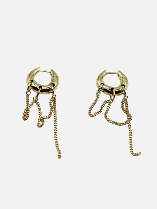 perlu Dripping Chain Huggie Earrings: Brass + 18K Gold Plating