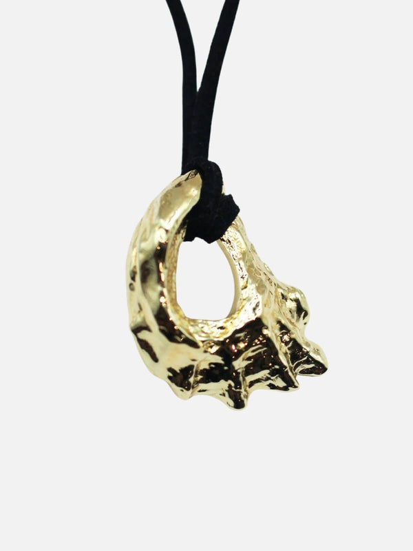 Perlu Horizons Shell Cord Necklace: Brass + 18K Gold Plating