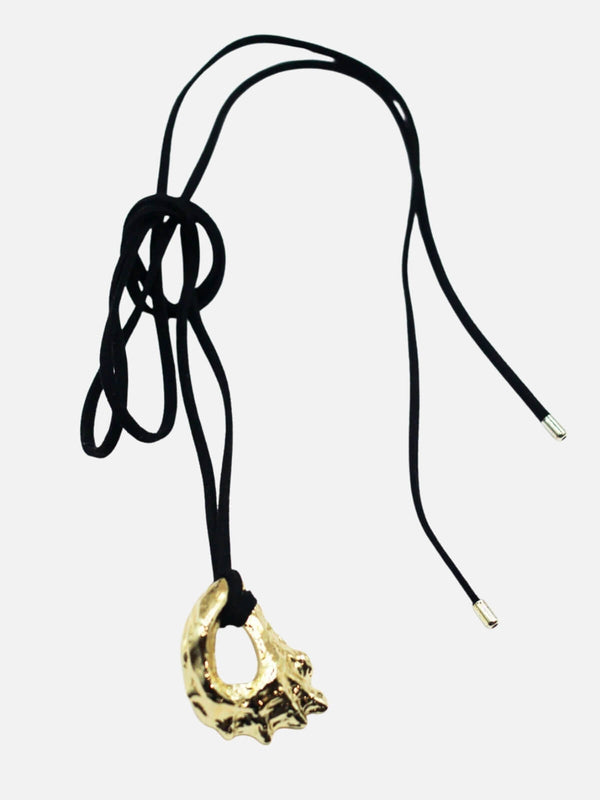 perlu Horizons Shell Cord Necklace: Brass + 18K Gold Plating
