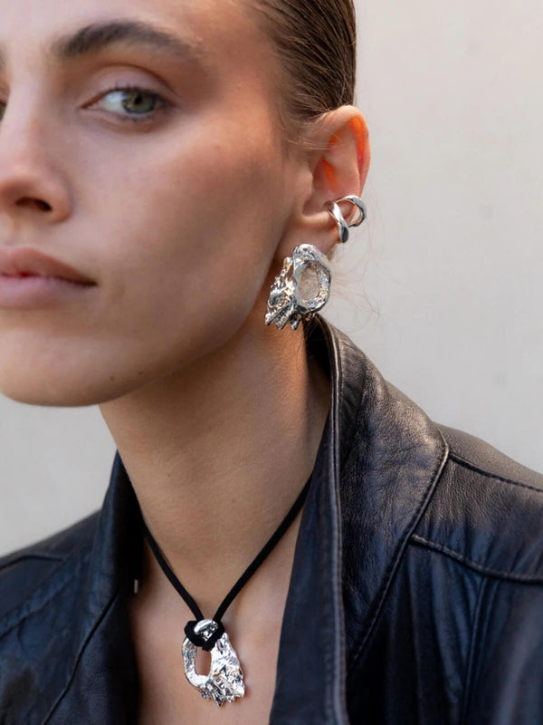 Perlu Horizons Shell Cord Necklace: Brass + Sterling Silver Plating