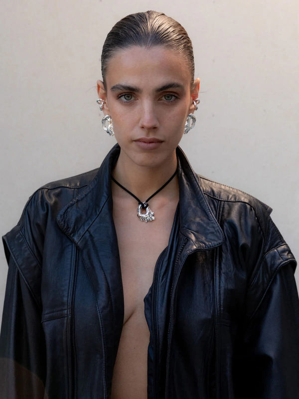 Perlu Horizons Shell Cord Necklace: Brass + Sterling Silver Plating