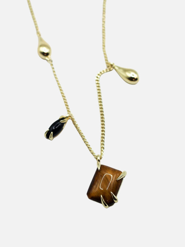 Perlu It's Complicated Gemstone Necklace: Tiger's Eye + Onyx