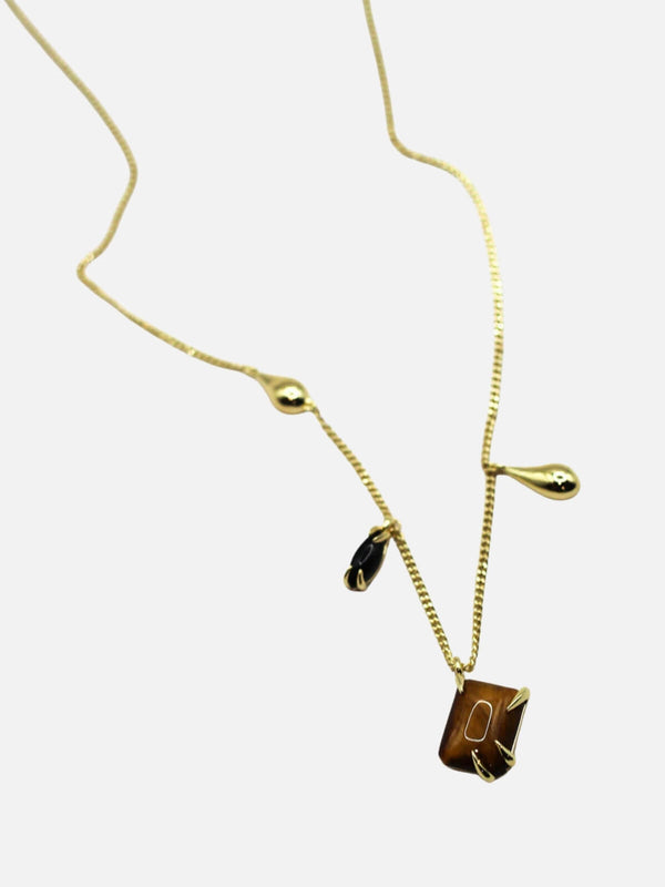 perlu It's Complicated Gemstone Necklace: Tiger's Eye + Onyx