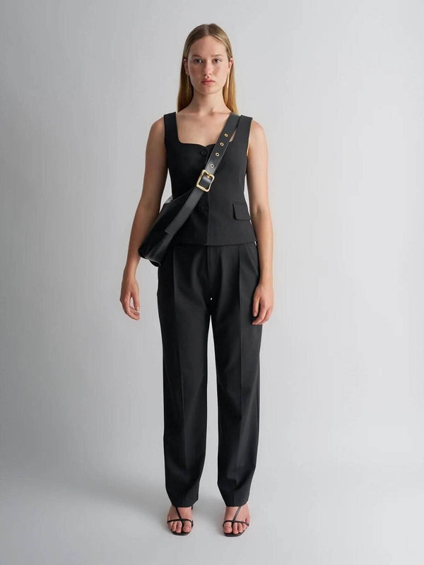 Perlu Large Everyday Croissant Buckle Bag - Black Recycled PU