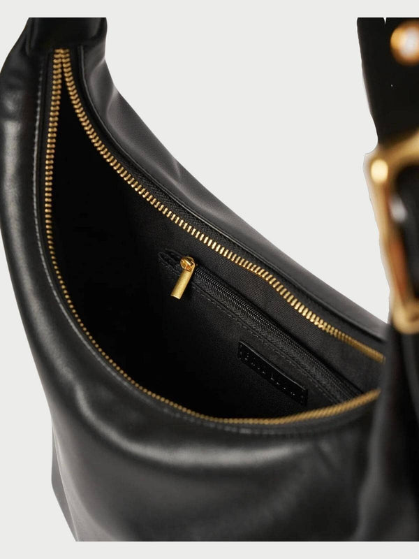 Perlu Large Everyday Croissant Buckle Bag - Black Recycled PU