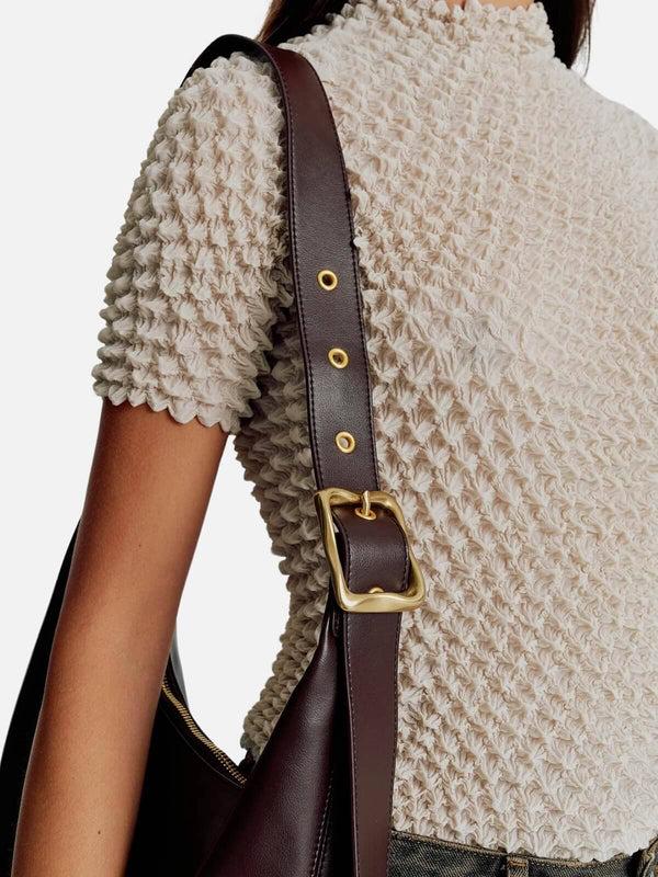 Perlu Large Everyday Croissant Buckle Bag - Chocolate Recycled PU