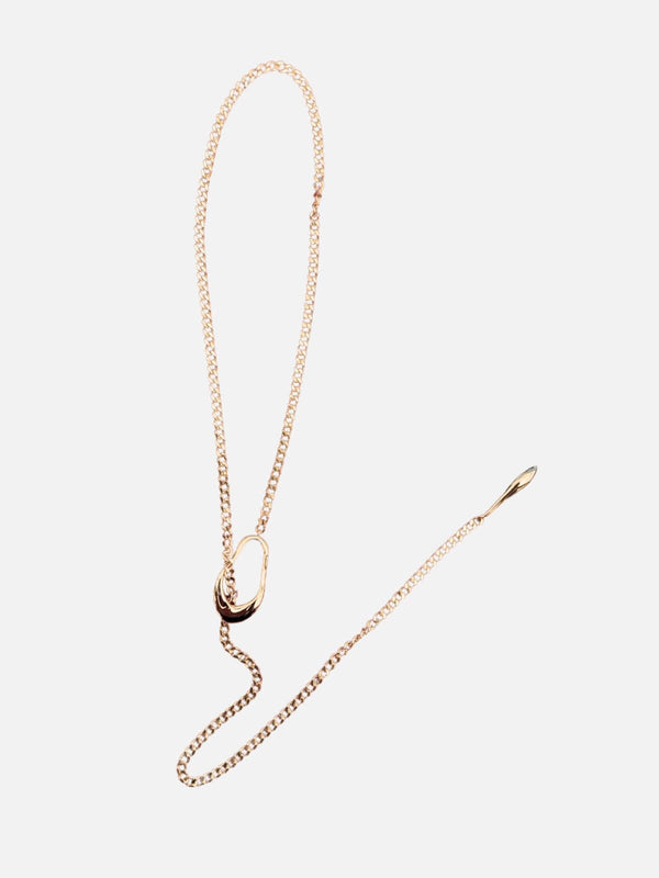 perlu Lariat Organic Necklace: Brass + 18K Gold Plating