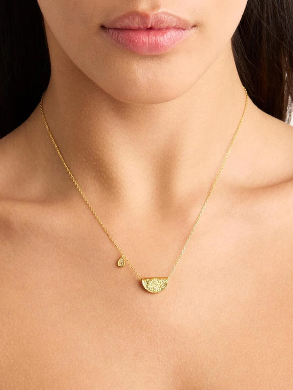 Perlu Lotus Birthstone Necklace - June | Moonstone - Gold