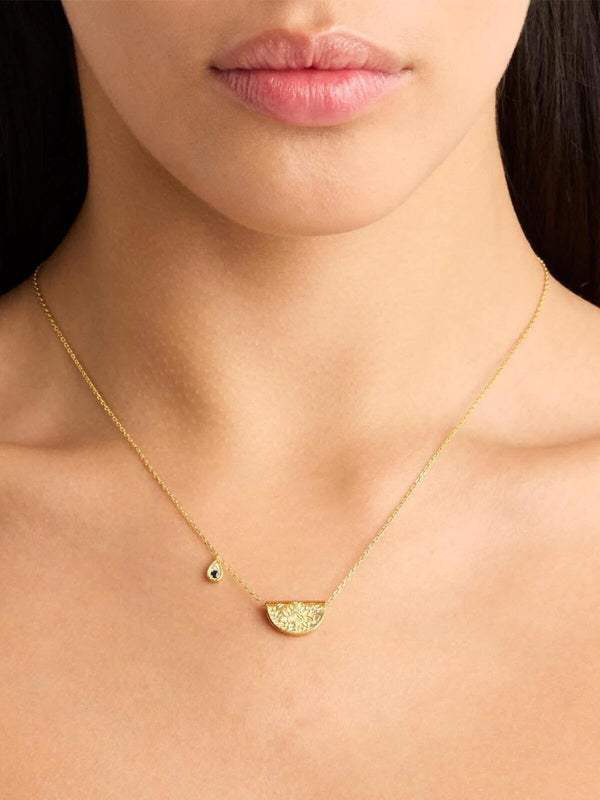 Perlu Lotus Birthstone Necklace - September | Sapphire - Gold