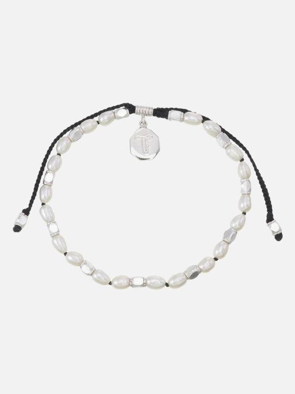 perlu Mini Pearls Hand Knotted Bracelet - Black/Silver
