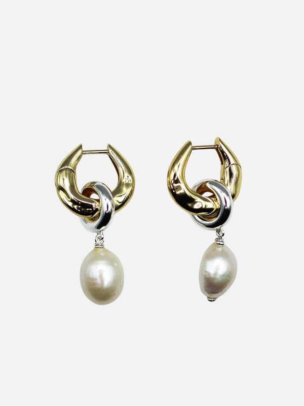 perlu Multiverse Pearl Earrings: Brass + 18K Gold Plating + Sterling Silver