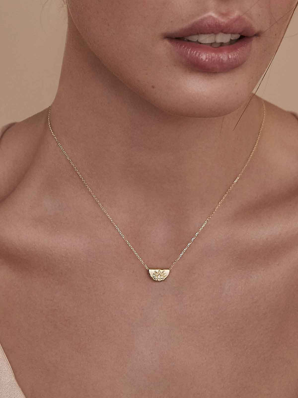 Perlu 14k Gold Mini Lotus Necklace - Solid Gold