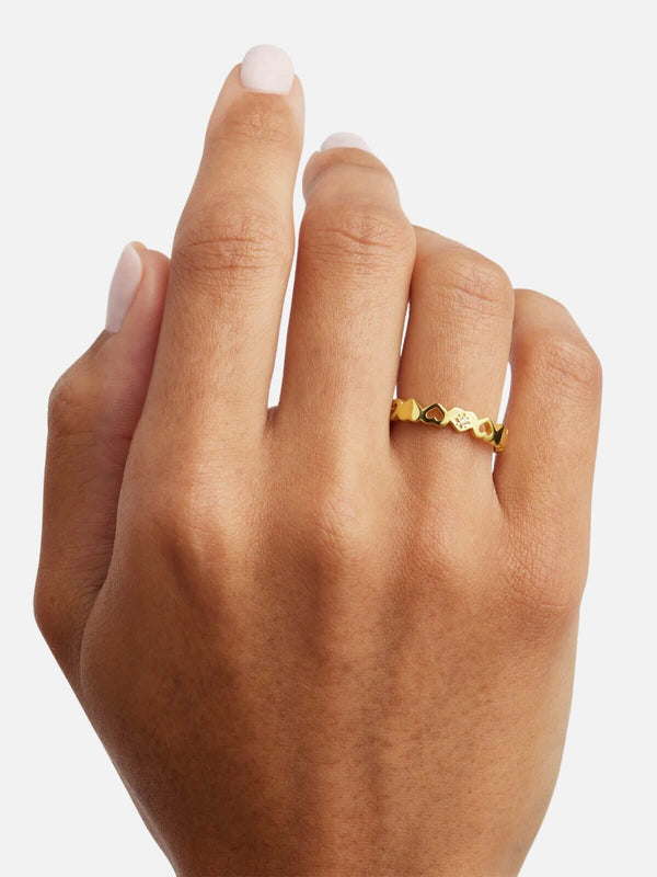 Perlu 18k Gold Vermeil Connected Hearts Ring