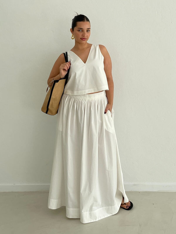 Perlu Aluca Pintuck Maxi Skirt - White