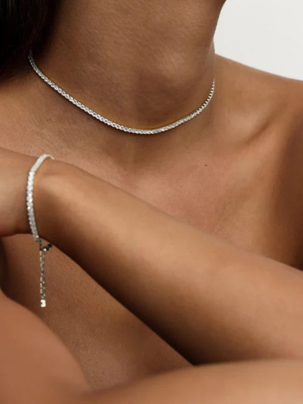 Perlu Aspen Tennis Necklace - Silver