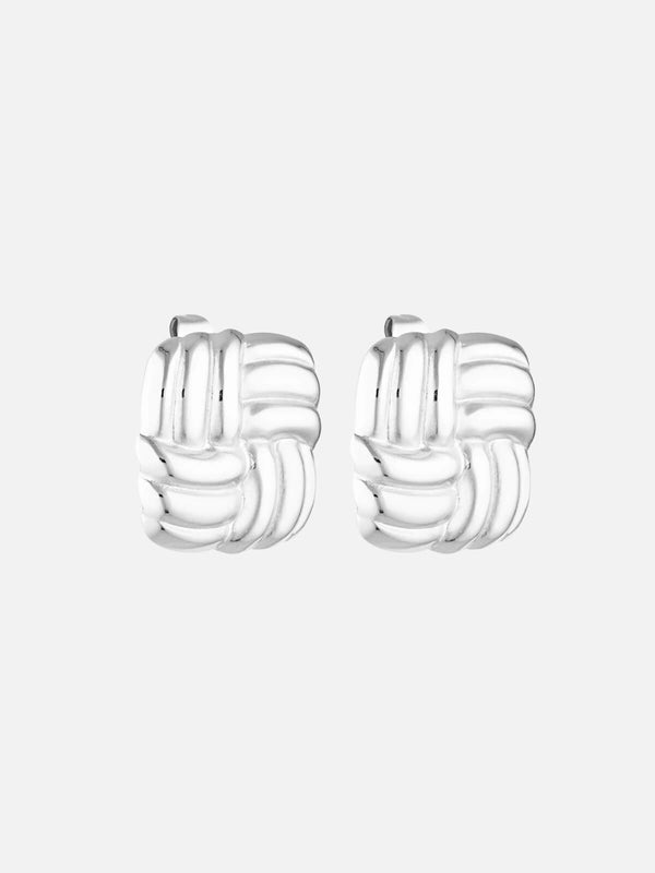 perlu Baby Cushion Earrings - White Gold