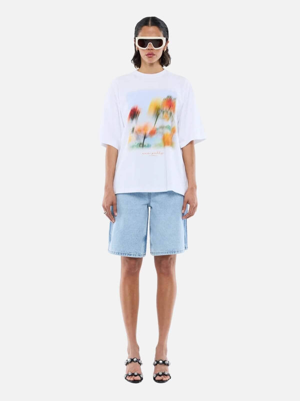 perlu Blurred Daisy Frame Tee - White