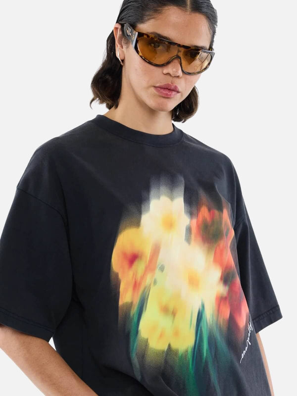 Perlu Blurred Sunflowers Tee - Vintage Black