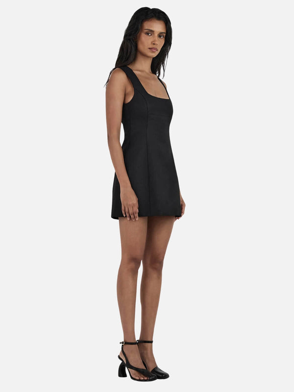 Perlu Bonython Linen Mini Dress - Black