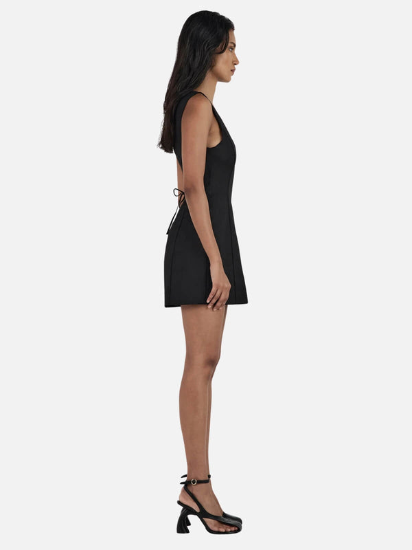 Perlu Bonython Linen Mini Dress - Black