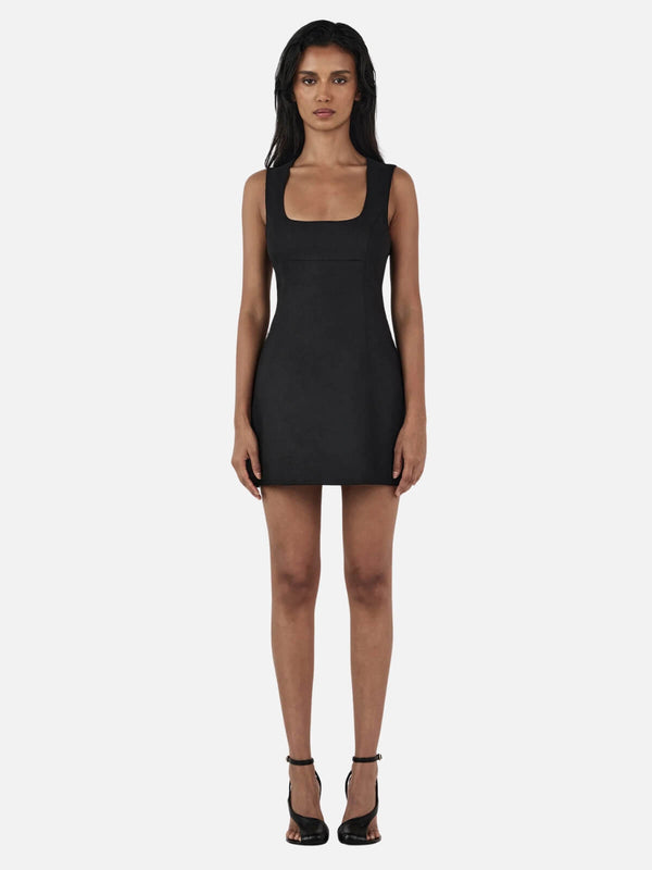 perlu Bonython Linen Mini Dress - Black
