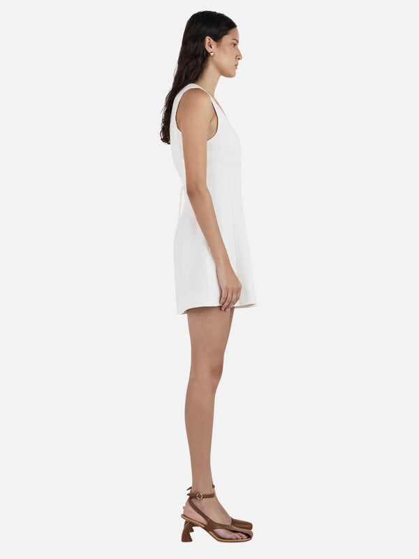 Perlu Bonython Linen Mini Dress - Ivory