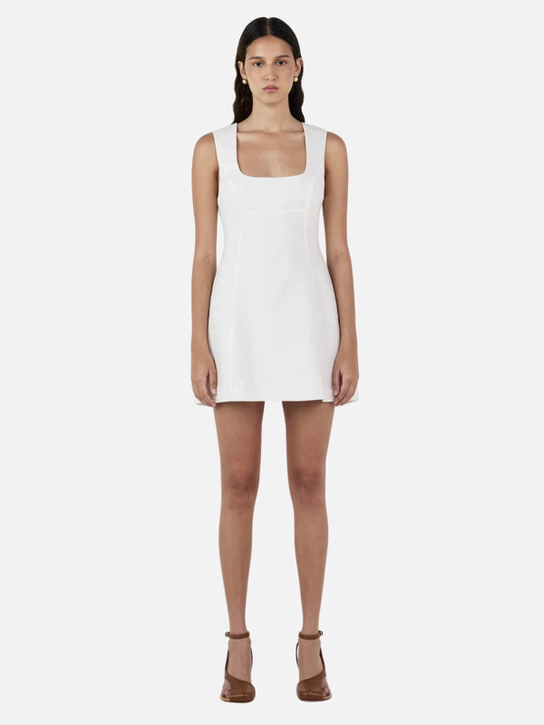perlu Bonython Linen Mini Dress - Ivory