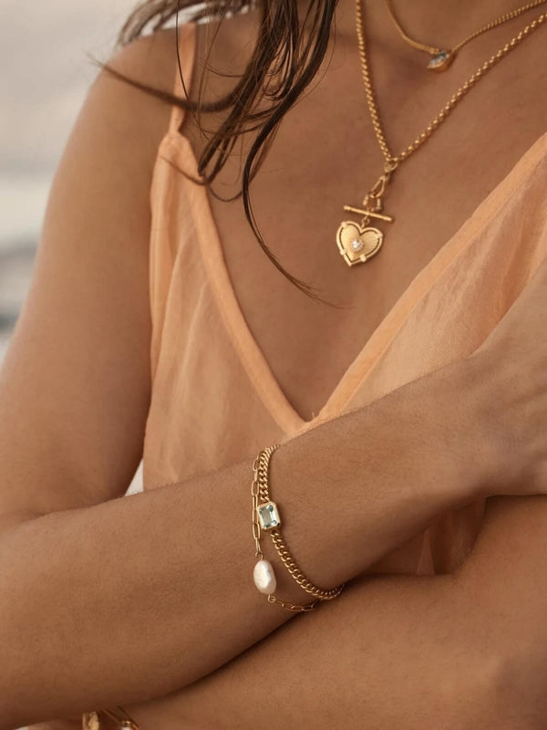 Perlu Breathe Pearl Bracelet - 18k Gold