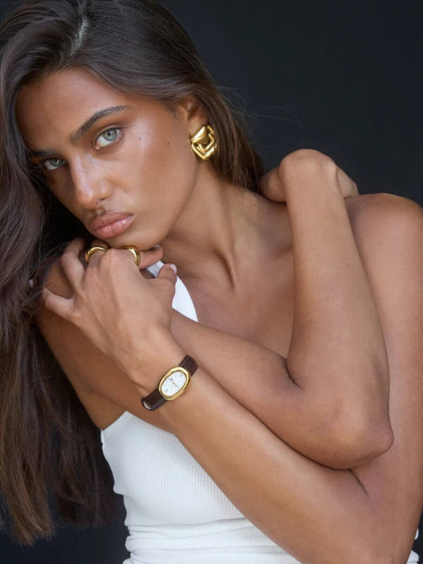 Perlu Bridgette Watch - White Espresso Croc