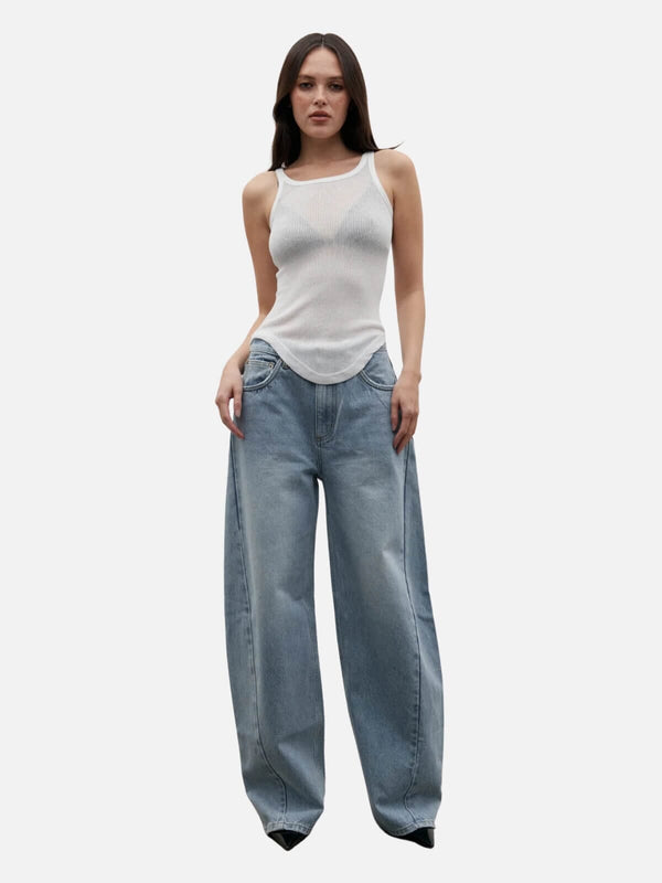 perlu Brooklyn Barrel Leg Jean - Oakland Blue